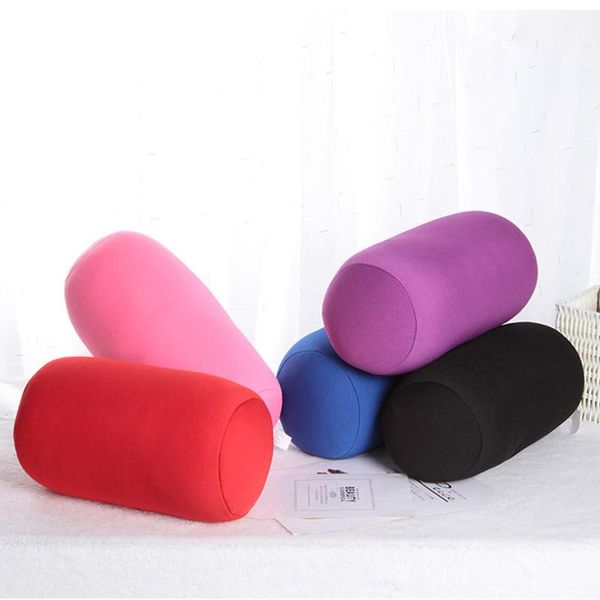 

pillow roll round memory foam home head neck seat rest support travel micro microbead cushion 40#