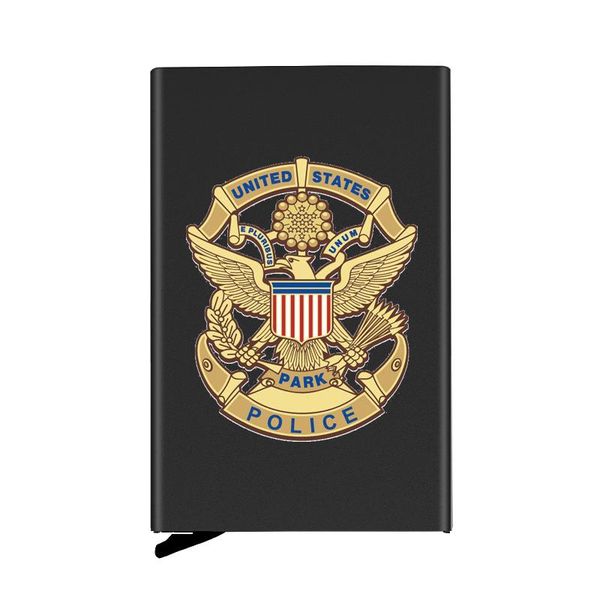 

card holders united states badge automatic up holder cover rfid aluminum pocket wallet, Brown;gray