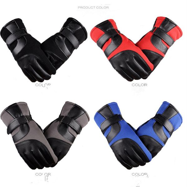 

gloves mens winter outdoor biking thick warm ski and windproof gloves cold-proof plus velvet motorcycle gloves fashion accessories, Blue;gray