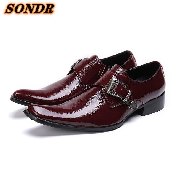 

dress shoes fashion men business genuine leather square toe buckle strap male party wedding oxford zapatillas para hombre, Black