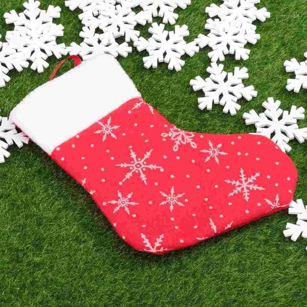 

christmas decorations 1 pc stocking festive red snowflake xmas sock tree hanging ornament gift bag for party banquet