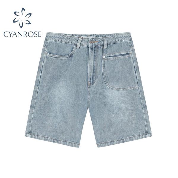 

women's pants & capris 5-point jeans women korean streetwear casual high waist summer 2021 chic blue loose straight y2k denim short fen, Black;white