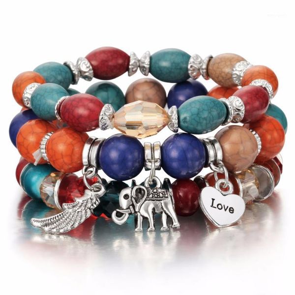 

charm bracelets hesiod bohemian artificial coral beads crystal charms for women tibet elephant heart multilayer & bangles1, Golden;silver