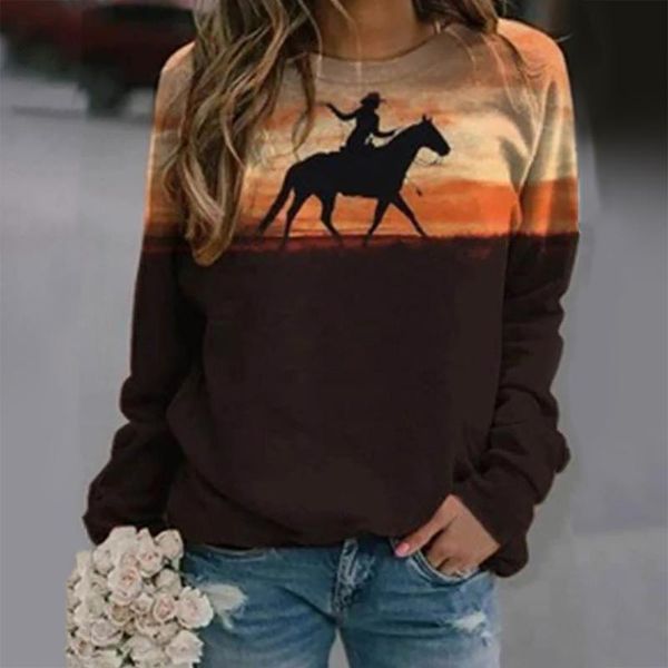 

women's t-shirt horse print hoodies autumn winter womens casual ladies sweatshirt roupas femininas com frete gratis vintage clothes, White