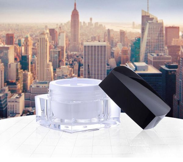 

100pcs/lot 15g 30g square acrylic cream jar packaging bottle with black lid