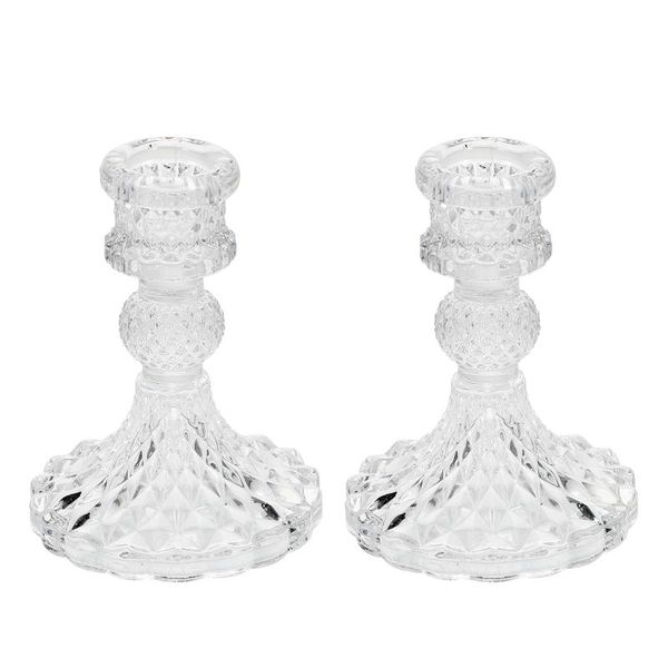 

candle holders 2pcs delicate holder decorative glass candlestick home adorn transparent