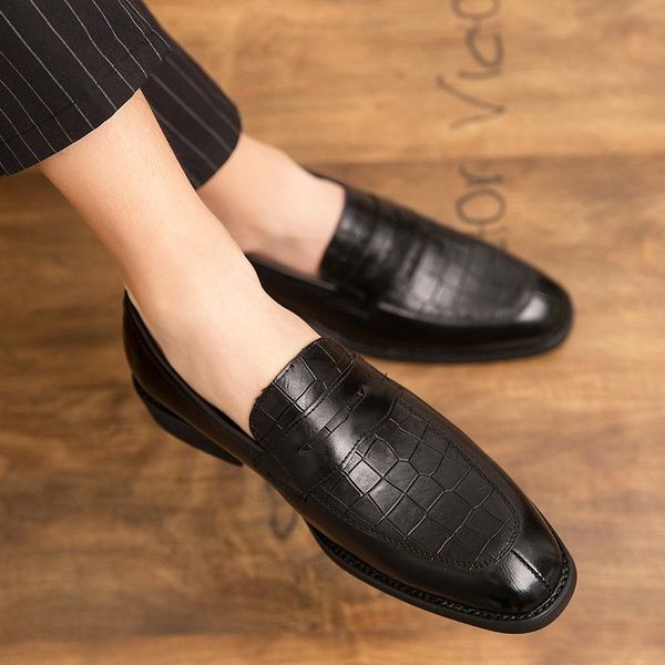 

dress shoes men leather casual genuine fashion designer luxury brogue d31-03, Black