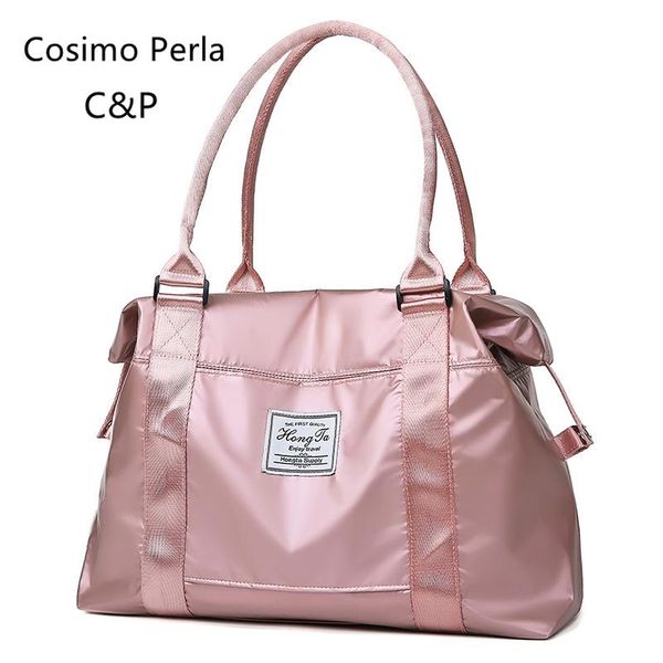 

duffel bags shinny pink womens travel yoga portable tote handbags waterproof sport gym oxford carry on luggage weekender