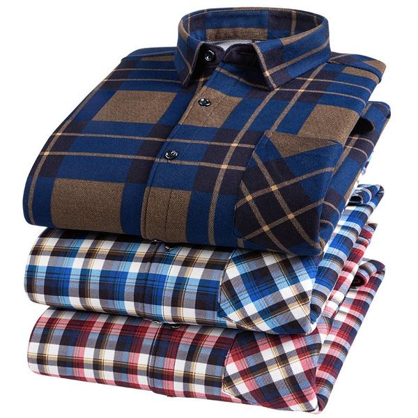 

25 colors new l-7xl men's casual shirts autumn winter thickening warm slim plaid long sleeve for male social shirt clothing, White;black