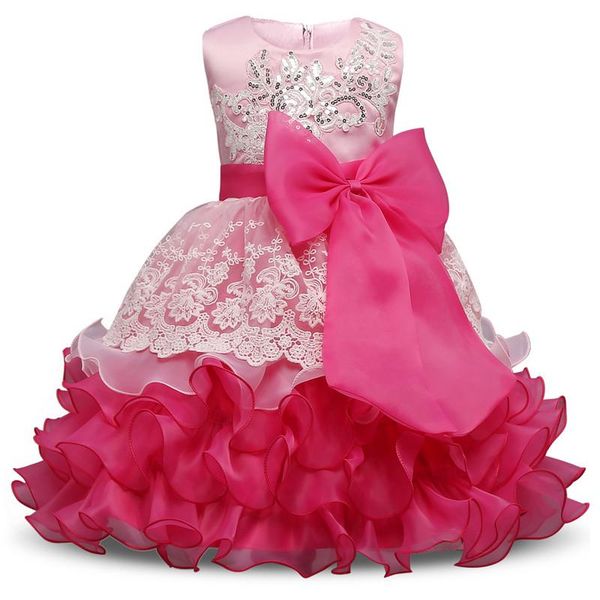 

girl's dresses baby girl birthday party layered dress flower girls big bow rose red ropa de ninas wedding vestido infantil festa, Red;yellow