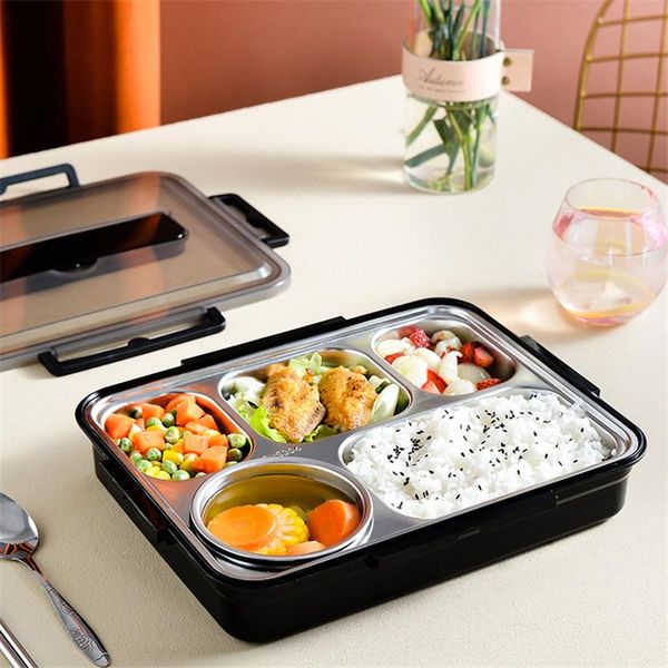 

dinnerware sets portable stainless steel lunch box with tableware compartment container bento large-capacity insulated student