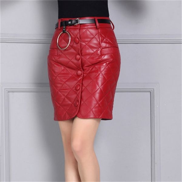 

the line high belt leather skirt k119 v8ct, Black