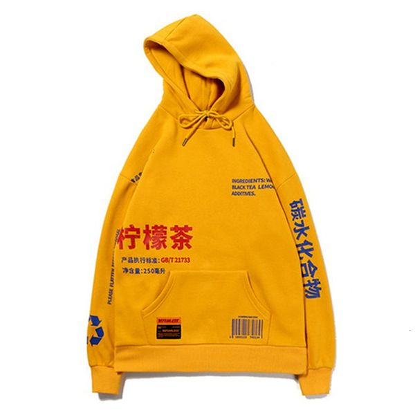 

april momo 2021 lemon men tea printing letter velo hoodie hip hop pullover hoodies sweatshirt harajuku streetwear l2pj, Black
