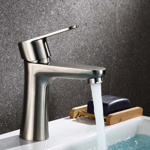 

bathroom sink faucets tall body single handle one hole deck mount stainless steel vessel faucet brushed nickel bowl lavatory commercial
