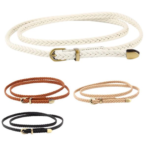 

belts hand-woven belt female pin buckle retro casual wild thin waist, Black;brown