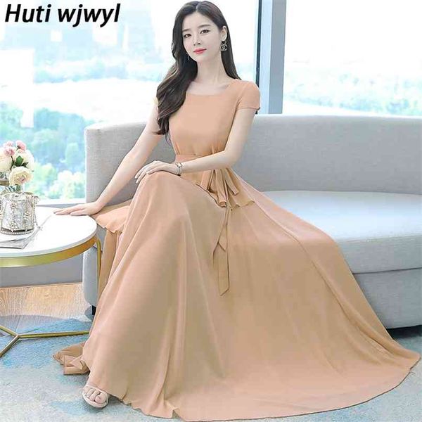 

elegant solid casual chiffon boho beach maxi dress spring summer vintage plus size white women bodycon party vestidos 210528, Black;gray