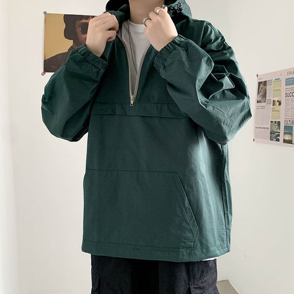 

2021 new autumn men's fashion solid color casual hooded jackets mens streetwear wild loose hip-hop bomber jacket men m-2xl bl0q, Black;brown