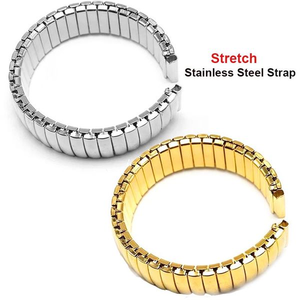 

watch bands 12 14 16 18 20mm stretch expansion stainless steel band retractable strap metal elastic accessories bracelet, Black;brown
