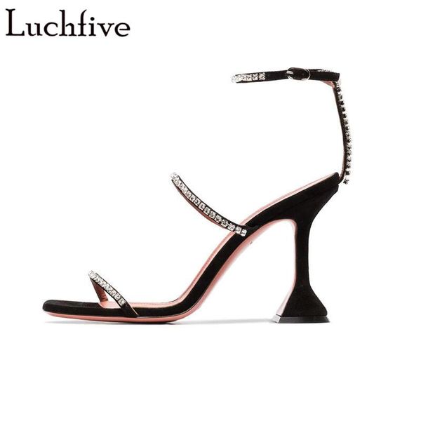 

dress shoes crystals black sandals strange high heels open toe party classic ankle buckle strap white summer buty damskie