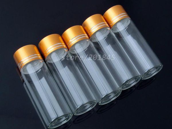 

20pcs 27mm dia aluminium screw golden cap empty transparent clear gift container wishing glass bottle jars 15ml 20ml 25ml 30ml