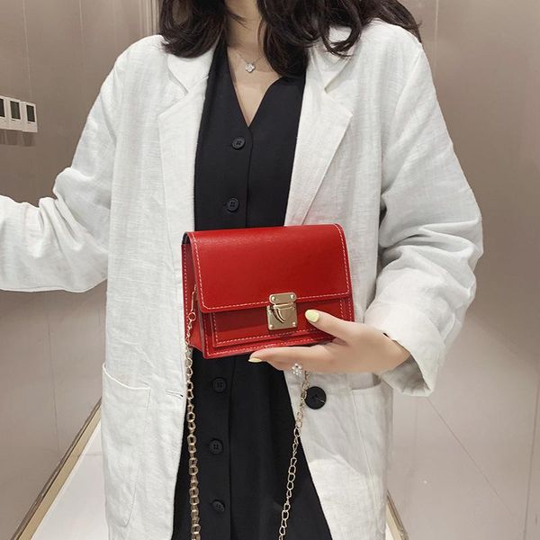 

evening bags for women 2021 lock mini small square bag wild chain shoulder pu leather messenger luxury designer handbags