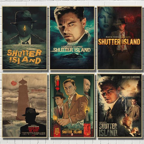 

paintings suspense movie shutter island retro style painting kraft paper poster wall art decoration