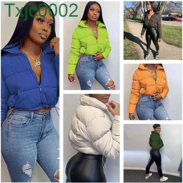 

women winter coat designer clothes solid colour long sleeve jacket cardigan stand collar warm casual bread down jacket 6 colours, Black