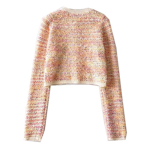 

stylish women diamond buttons mix contrast color cardigan retro o neck long sleeve knitted cropped sweater korea clothes, White;black