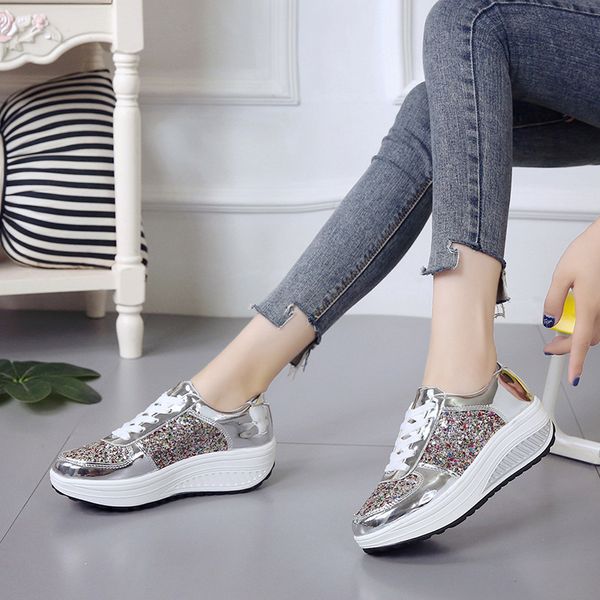

womens sneakers casual ladies wedgessneakers sequins shake shoes fashion walking girls sport womens soft shoes dfg567