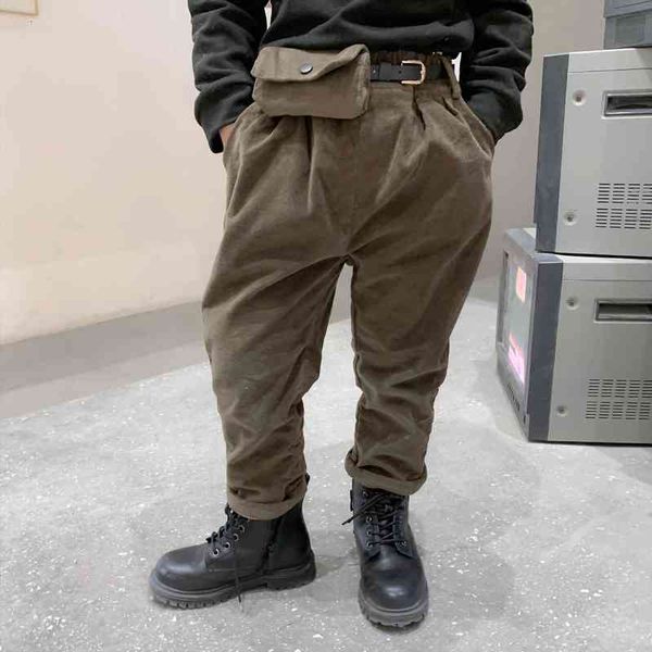 

winter boys fashion corduroy thick casual pants with waist bag 1 6 years handsome 3 colors trousers, Blue