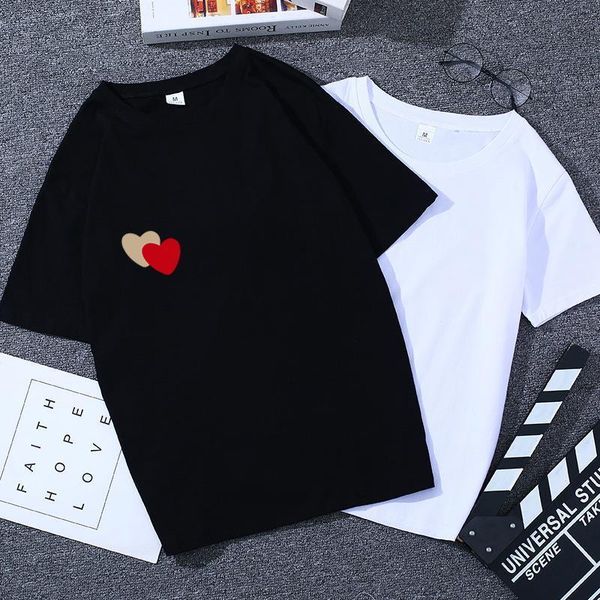 

women summer t shirt 2021 woman t-shirts o-neck short sleeve clothes for girl dropshipping tees black white shirts love