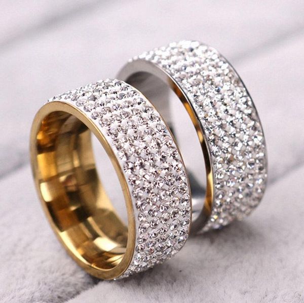 

wedding rings exquisite shiny 5 row clear crystal jewelry fashion metal engagement, Slivery;golden