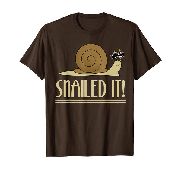 

snailed it terrestrial gastropod mollusk snail pun t-shirt, White;black