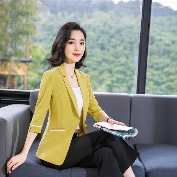 

women's suits & blazers 2021 spring summer novelty yellow formal women and jackets coat uniform styles office work wear outwear clothe, White;black