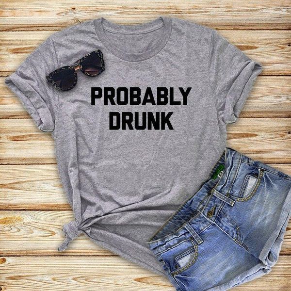 

probably drunk letters women tshirt cotton casual funny t shirt for lady yong girl tee 6 colors drop ship s-222, White