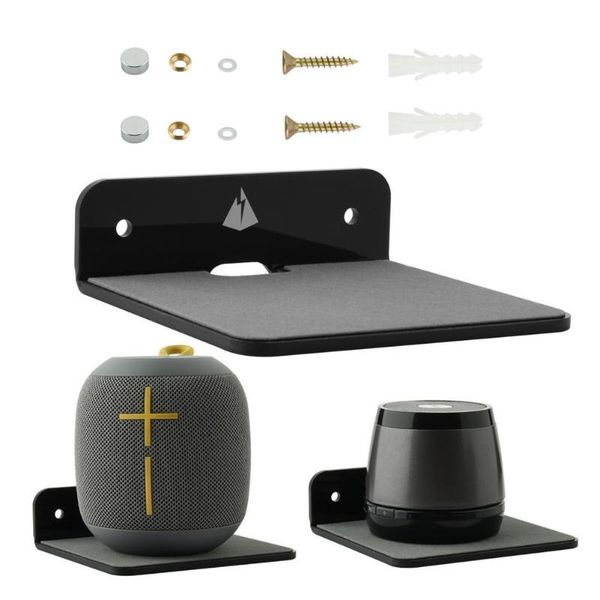 

hooks & rails wall shelf speaker stand, acrylic mount display for bluetooth speaker, webcam, cell phones, toy bracket stand
