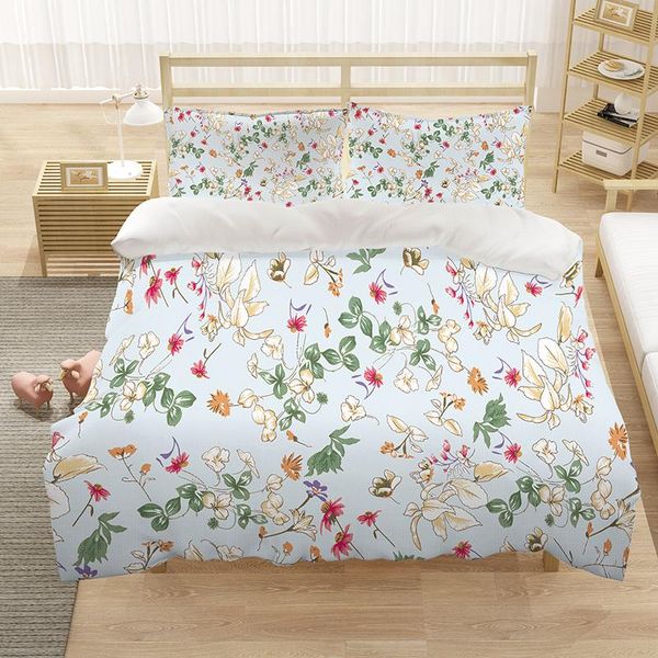 

flowers 3d luxury bedding set simple elegant duvet cover sets quilt home textiles king  double full single size dropship