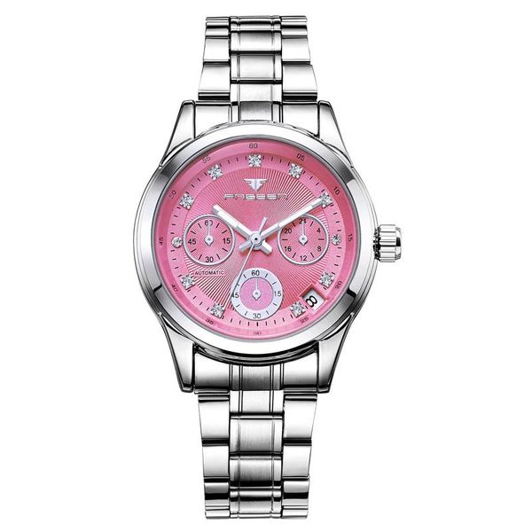 

wristwatches 2021 women's automatic mechanical watches waterproof ladies calendar hollow stainless steel fashion watch feminine clock h, Slivery;brown
