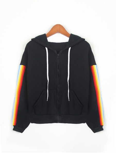 

women's hoodies & sweatshirts rainbow woman sweatshirt long sleeve hooded hoody female pullover black jumper