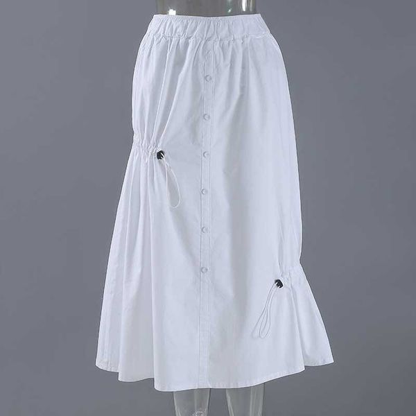 

design high waist folds fashion skirts white casual loose korean ruffles sweet mujer faldas spring summer women clothing 210525, Black