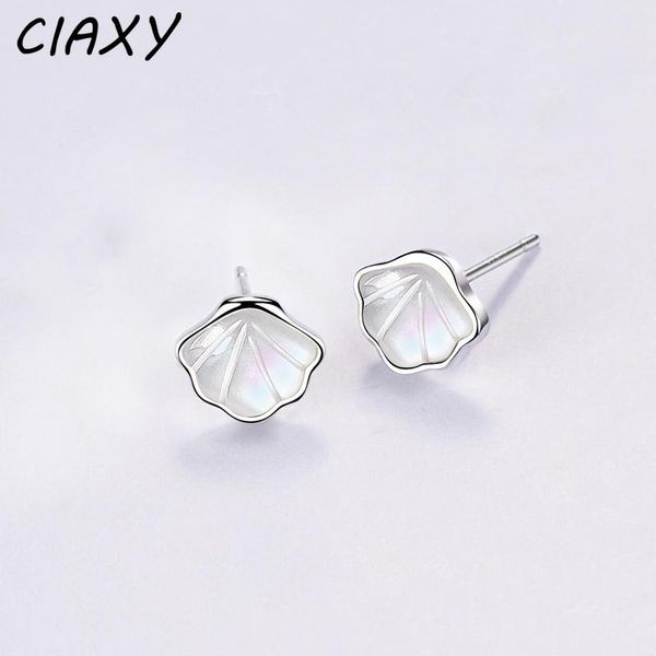 

stud ciaxy 925 sterling silver geometric white mother of pearl earring for women simple studs earrings korean fashion jewelry, Golden;silver