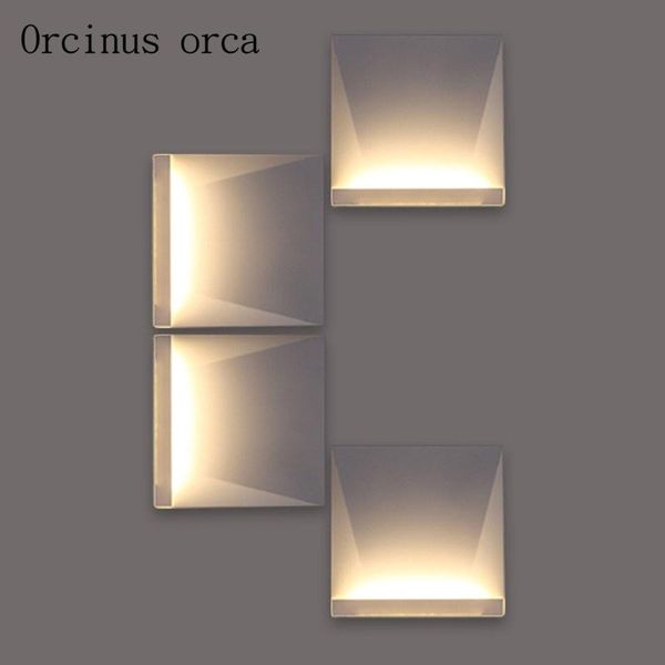 

wall lamp nordic post-modern minimalist led square shaped living room stairs bedroom creative art,