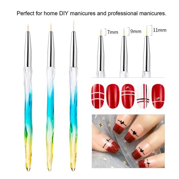 

nail art kits 3pcs liner pen kit for drawing lines details stripes portable brushes with different sizes tool