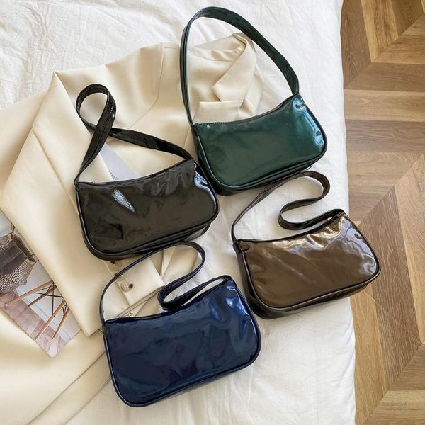 

evening bags fashion women's bag patent pu leather pure color shoulder underarm for women casual ladies small shopper handbags purse