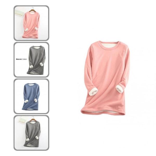 

women's blouses & shirts women pullover thicken lady bottoming pure color crew neck base shirt for party, White