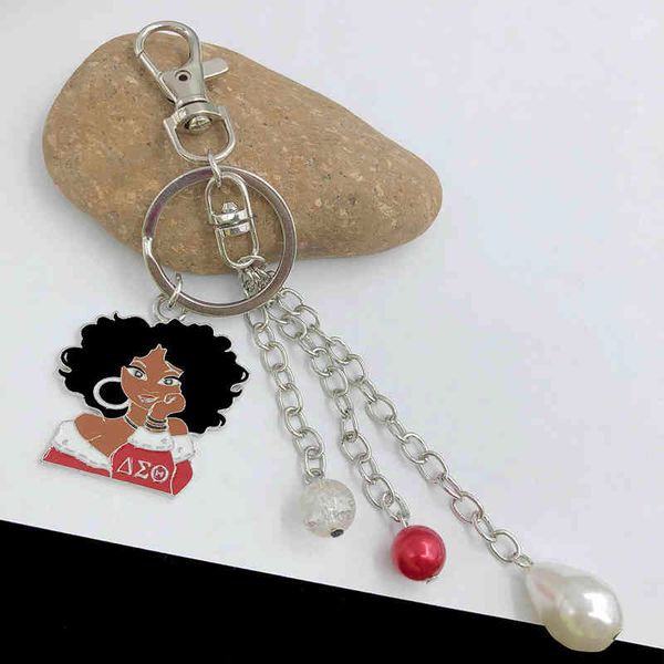 

handmade greek sorority imitation pearl silver dst girl keychain