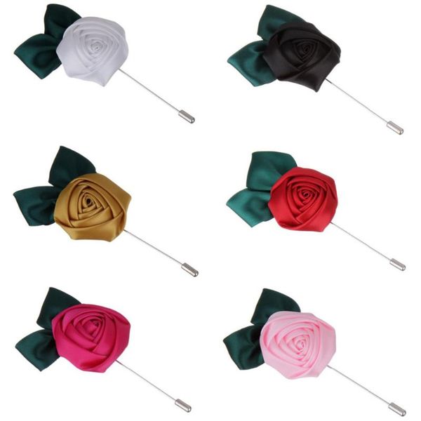 

5pcs/lot fashion fabric corsages man groom boutonniere wedding party prom handmade satin rose man suit corsage pin brooch
