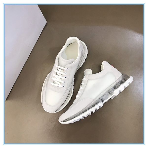 

2021ss selling luxury leisure shoes men low flat shoes real leather mens shoes transparent sole designer sneakers comfortable breathable tra, Black