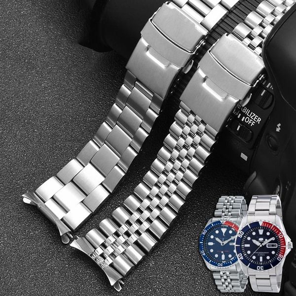 

watch bands stainless steel band for skx007 scuba skx009 double safe lock bucklethree-bead five-bead diving wristband bracelet, Black;brown