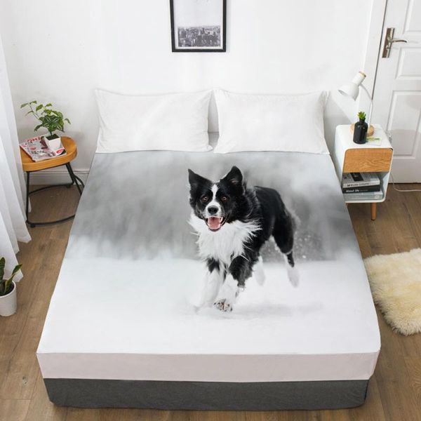 

sheets & sets luxury elastic fitted sheet bed with an band mattress cover customizable size for home animal dog snow